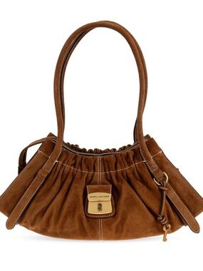 NEW! Marc JACOBS The Cristina Suede Handbag Suede Gathered Shoulder Bag Brown